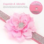 PET ARTIST Rhinestone Dog Collar and Leash Set, Sparkling Girl Dog Collars with Bling Diamonds, Soft Suede Leather Pink Puppy Collars with Cute Flower for Small Dogs Cats Walking Party Wedding,XS