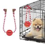 Engorgio Interactive Dog Chew Toys Crate Training Aids for Puppies, Puzzle Treat Dispenser with Rope Dogs Toy Ball Reduce Stress Anxiety Peanut Butter Dog Food Treat Dispenser Toys (Red)