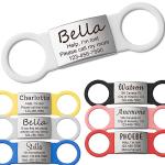 Anavia Slide On Silent Pet ID Tags, S/M/L/XL Personalized Multi-Color Silicone Band Cat Dog Name Tags, Customized Engraved Stainless Steel, Chew-Proof Quiet Dog Collar Tags (X-Large, White)
