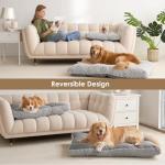 EHEYCIGA Washable Dog Crate Bed for Large Dogs, Fluffy Pet Kennel Pad Reversible for Doggie and Cats, Plush Faux Fur Pet Sleeping Mattress Mat, 35" x 23"x 3.5", Grey