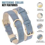 Beirui Soft Padded PU Leather Dog Collar and Leash Set, Durable Dog Leash and Collar Set with Metal Buckle, Breathable Pet Collars with 4FT Leash for Large Dogs(Blue, Neck 16-21")