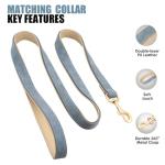 Beirui Soft Padded PU Leather Dog Collar and Leash Set, Durable Dog Leash and Collar Set with Metal Buckle, Breathable Pet Collars with 4FT Leash for Large Dogs(Blue, Neck 16-21")