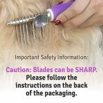 Poodle Dematting Fur Rake Comb Brush for Dogs and Cats - Long 2.5" Steel Safety Blades Metal Comb for Detangling Matted or Knotted Undercoat Hair