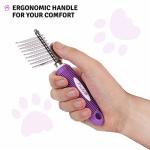 Poodle Dematting Fur Rake Comb Brush for Dogs and Cats - Long 2.5" Steel Safety Blades Metal Comb for Detangling Matted or Knotted Undercoat Hair