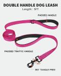 FunTags Reflective Martingale Collar for Dogs, Quick Release Buckle, 5FT Double Handle Dog Leash Padded, Dog Collar and Leash Set, Adjustable for Medium Dogs (Hotpink, M)