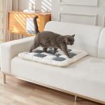 Awjcsv Washable Dog Bed, Plush Dog Crate Beds Comfy Pad, Anti-Slip Pet Mat for Medium, Small Dogs Breeds (Blue-Grey, 27.6" L x 27.6" W x 2.3" Th)