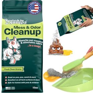 Dog Pee Cleaner | Pet Accident Cleanup Powder | Vomit Cleanup Kit for Hard Surfaces | Puppy Potty Training Aid | Dog Diarrhea Accident Absorbent | Non-Toxic Odor Remover