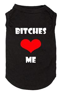 Dog Clothes Puppy T Shirt Vest Soft and Light-Weight for Small Large Dogs with 'Bitches Love ME' Slogan Prining Pet Apparel(XX-Large,BC-Black01)