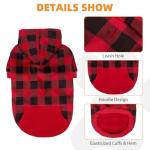 KOOLTAIL Plaid Dog Hoodie Pet Clothes Sweater with Hat and Pocket for Small Medium Large Size Dogs, Soft Winter Warm Dog Cold Weather Coat, Fleece Fall Dog Hooded Sweatshirt for Puppy Cats, Red S