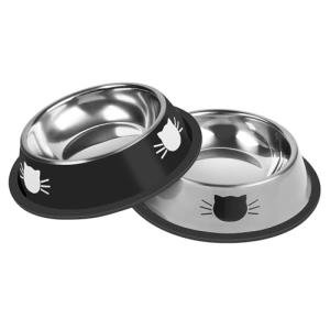Serentive 2 Pcs Non-Slip Stainless Steel Small Food Bowls - Unbreakable, Thicken Cat Feeder, 7 Oz Dishes - Suitable for Indoor Small Pets - Removable Rubber Base, Easily Clean, Lovely Color