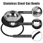 Serentive 2 Pcs Non-Slip Stainless Steel Small Food Bowls - Unbreakable, Thicken Cat Feeder, 7 Oz Dishes - Suitable for Indoor Small Pets - Removable Rubber Base, Easily Clean, Lovely Color