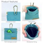 Raisingwell Dog Treat Pouch, Green Pocket Sized Pet Training Pouch, Cotton Fabric, Hand Free Dog Walking Bag with Carabiner, Self-Closing Pet Feed Snack Reward, for Puppy Travel or Outdoor Use