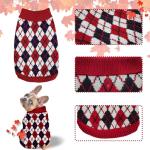 Pet Sweater The Diamond Plaid Cat Dog Shirts, Dog Apparel with Leash Hole,Red Boys Girls High Stretch Pet Clothes Small
