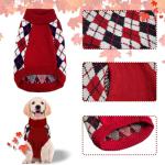 Pet Sweater The Diamond Plaid Cat Dog Shirts, Dog Apparel with Leash Hole,Red Boys Girls High Stretch Pet Clothes Small