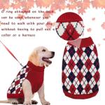 Pet Sweater The Diamond Plaid Cat Dog Shirts, Dog Apparel with Leash Hole,Red Boys Girls High Stretch Pet Clothes Small