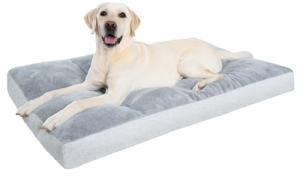 NUPIDA Washable Dog Bed for Large Dog, XL Crate Bed Plush Pet Kennel Pad with Non-Slip Bottom, Pet Sleeping Mat, 41x27 inch, Light Gray