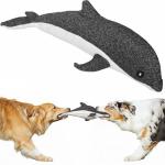 Luampo Tough Dog Toy for Aggressive Chewers, Durable UHMWPE Fabric Chew Toy with Squeaky, Plush Companion for Small Medium Large Dogs - Dolphin