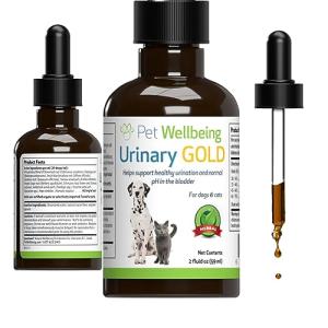 Pet Wellbeing Urinary Gold for Dogs - Vet-Formulated Multi-Herb Urinary Tract Support - Bladder Health & Urinary System Wellness - Natural Dog Supplement - Liquid Formula 2 oz (59ml)