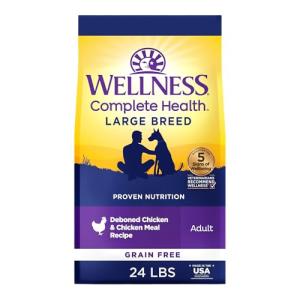 Wellness Complete Health Dry Dog Food, Large Breed, Grain Free, Natural, Chicken Recipe, (24-Pound Bag)