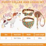 KOOLTAIL Thanksgiving Dog Collar and Leash Set with Bow Tie & Bells for Small Dogs-Fall Puppy Collar and Leash with Dog Bandana Collar, Soft Leather Tangle Free Leashes for Boys Girls Cats