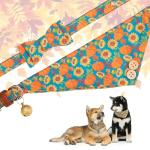 KOOLTAIL Thanksgiving Dog Collar and Leash Set with Bow Tie & Bells for Small Dogs-Fall Puppy Collar and Leash with Dog Bandana Collar, Soft Leather Tangle Free Leashes for Boys Girls Cats
