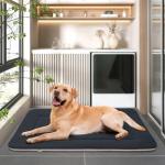 JoicyCo Large Dog Bed Soft Dog Crate Pad Mat 42 in Non-Slip Bottom Washable Dog Sleeping Mattress Pet Beds Cat Bed Kennel Pad, Dark Gray