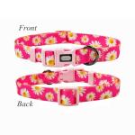 Olahibi Dog Collar and Leash Set, Cute Pink Daisy Pattern, Polyester Material, 5ft Leash, for Small Dogs.(S, Daisy Set)
