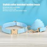 PET ARTIST Soft PU Leather Dog Collar and Leash Set, Bright & Stylish 5FT PU Leather Leash and Collar Set, Durable Pet Collars with Quick Release Metal Buckle for Small Dogs,Blue,S(9"-14")