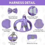 GAMUDA Small Pet Harness Collar and Leash Set, Step in No Chock No Pull Linen Fabric Soft Mesh Dog Vest Harnesses Reflective for Dogs Puppy Cats Kitten Rabbit (Purple, S)