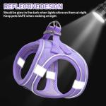 GAMUDA Small Pet Harness Collar and Leash Set, Step in No Chock No Pull Linen Fabric Soft Mesh Dog Vest Harnesses Reflective for Dogs Puppy Cats Kitten Rabbit (Purple, S)
