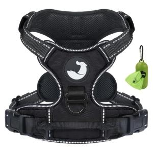 Joytale No Pull Dog Harness Medium Sized Dog, Reflective Pet Vest with Front Clip, Adjustable Soft Padded Harnesses with Easy Control Handle for Training and Walking, Black, M