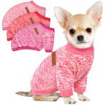 3 Pack Dog Sweaters for Small Dogs Girl Boy Winter Fleece Clothes Warm Soft Dog Sweatshirt Outfit for Dogs Cats Pet Apparel (Rose+Red+Pink, Medium)