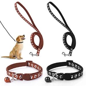 Molain Adjustable Pet Cat and Dog Collar with Leash, Durable Training Rope Quick Release Clip Buckle Collar for Small Puppies and Kittens