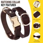 LWBMG 5FT Leather Dog Collar and Leash Set, Heavy Duty Dog Leash and Collar with Metal Buckle,Adjustable Pet Lead and Collar Set, Soft Pet Leash and Collar for Small Medium Dogs Brown
