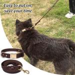 LWBMG 5FT Leather Dog Collar and Leash Set, Heavy Duty Dog Leash and Collar with Metal Buckle,Adjustable Pet Lead and Collar Set, Soft Pet Leash and Collar for Small Medium Dogs Brown