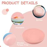 6-Pieces Whisker Fatigue Cat Bowl - 5.5 Inch Shallow Cat Food Dish Wide Cats Wet Feeding Bowls, PET Plate for Kittens and Short Legged Cats, Wheat Straw