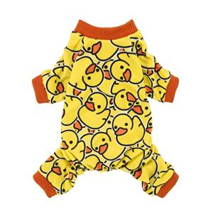 Fitwarm Funny Duck Dog Pajamas, Dog Winter Clothes for Small Dogs Girl, Lightweight Velvet Pet Jumpsuit, Cat Onesie, Yellow, Large