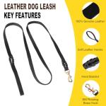 LWBMG 5FT Leather Dog Collar and Leash Set, Heavy Duty Dog Leash and Collar with Metal Buckle,Adjustable Pet Collar and Leash, Soft Pet Leash and Collar Set for Small Medium Dogs Black