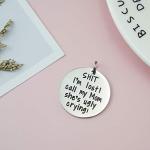 Melix Home Stainless Steel Pet Tag, Dog Tag, I'm Lost My Mom is Ugly Crying, 1.25 inch, Bone Shape, Polished Finish