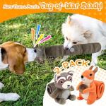 LECHONG 2-Pack Squeaky Dog Toys, Long Crinkle Tail with Treat Dispenser Pockets Plush Interactive Puzzle Toys for IQ Snuffle Foraging Training, Suitable for Small Medium & Large Dogs to Keep Them Busy