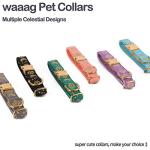 waaag Pet, Moons Stars Suns Dog Collar Cat Collar, Multiple Designs Crescent Celestial Dog Cat Collar Leash Harness