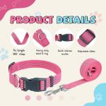 Pawhuggies Reflective Dog Collar and Leash Set, Nylon Dog Leash with Heavy-Duty Steel D-Ring, Adjustable with Quick Release Buckle for Small Dogs, Pink S