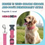Pawhuggies Reflective Dog Collar and Leash Set, Nylon Dog Leash with Heavy-Duty Steel D-Ring, Adjustable with Quick Release Buckle for Small Dogs, Pink S