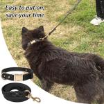 LWBMG 5FT Leather Dog Collar and Leash Set, Heavy Duty Dog Leash and Collar with Metal Buckle,Adjustable Pet Collar and Lead, Soft Pet Leash and Collar Set for Small Medium Large Dogs Black