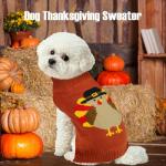 PAYHTOW Thanksgiving Dog Sweater, Knitted Dog Thanksgiving Fall Holiday Sweaters Outfit Clothes for Small Medium Large Dogs Pets (Turkey, Medium)