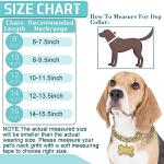 Hillban Dog Chain Golden Diamond Collar with Pet ID Jewelry Tags Rhinestones Stainless Steel Metal Link Collar Walking Chain Necklace for Puppy Boys Girls Small Dogs(8 Inch)