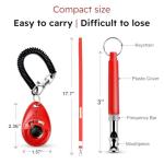 MARSDREAMS Pet Training Clicker, Whistle -Training Behaviour Aids Accessories for Puppies with Lanyard - Barking Control Device - Long Range Adjustable Frequency, Pack of 3 Red