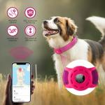 Kuley AirTag Dog Collar and Reflective Leash Set Bundle with AirTag Holder Case,Adjustable Padded Nylon Pet Collar for Small Medium Large Dogs(Pink, Large)