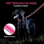 Kuley AirTag Dog Collar and Reflective Leash Set Bundle with AirTag Holder Case,Adjustable Padded Nylon Pet Collar for Small Medium Large Dogs(Pink, Large)