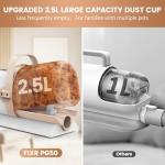 Dog Grooming Vacuum, Pet Grooming Kit with Dog Clippers, 2.5L Dust Cup 11000Pa Dogs Vacuum for Shedding Grooming, 5 Grooming Tools Home Cleaning in 1, Low Noise Pet Grooming Vacuum for Dogs, PG50